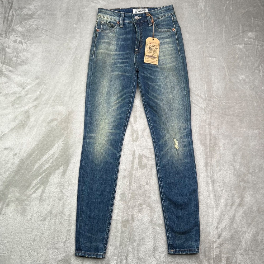 Lucky Brand Jeans Women 25 Blue Bridgette Skinny Candiani Denim Fabric Faded New